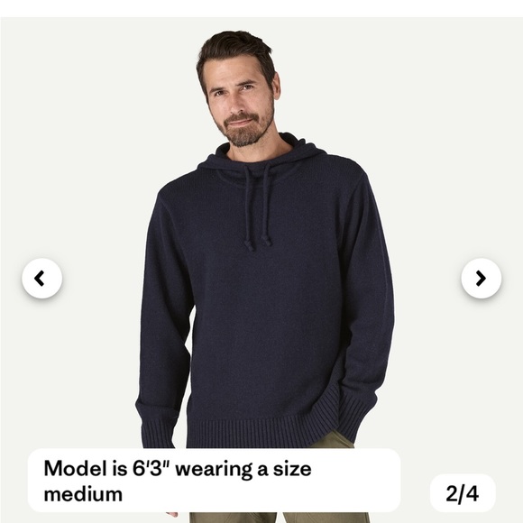 Patagonia Men's Large Recycled Wool-Blend Sweater Hoody Hoodie New Navy NWT - Picture 9 of 12